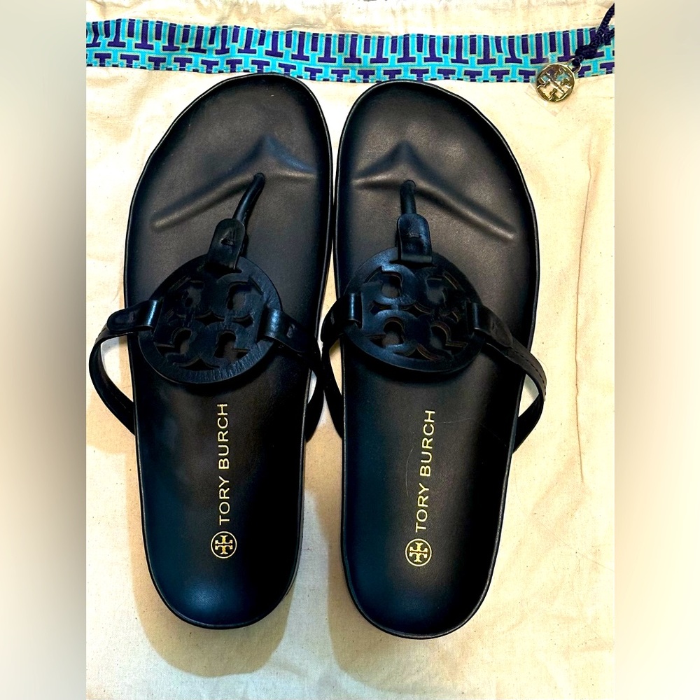 TORY BURCH MILLER CLOUD SANDAL BLACK SIZE 10.5